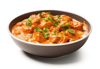 Butter Chicken, Indian food, looks delicious against a white background