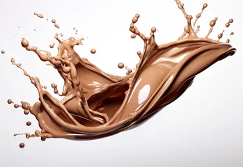  Chocolate milk splash on white background © alauli