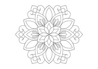 Mandala drawing on a white background, Mandala Hand drawn illustration, design or decor for yoga and meditation, Mandala print for adult coloring book.