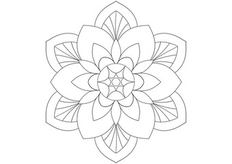 Mandala drawing on a white background, Mandala Hand drawn illustration, design or decor for yoga and meditation, Mandala print for adult coloring book.