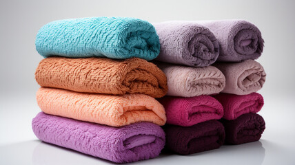 colorful towels on table against dark background