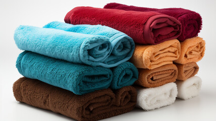 colorful towels on table against dark background