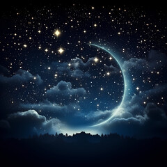 Obraz na płótnie Canvas Crescent Moon and Star Design