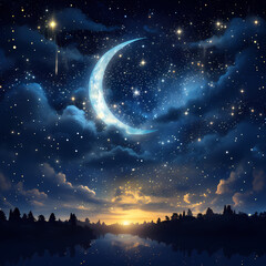 Obraz na płótnie Canvas Crescent Moon and Star Design