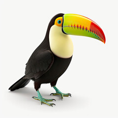 A vibrant toucan bird with a strikingly colorful beak