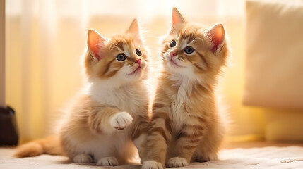 Fototapeta na wymiar Enchanting Feline Charm: Adorable Cats in Playful Moments