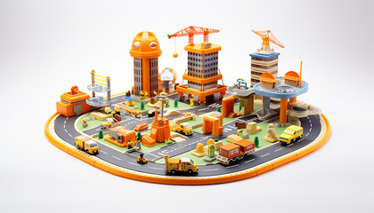 toy city minimal style on white background made with generative AI