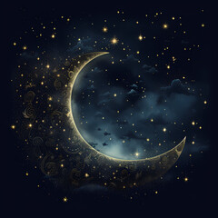 Obraz na płótnie Canvas Crescent Moon and Star