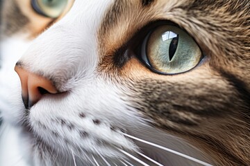 close-up of a cats eyes with a soft, pleading expression - obrazy, fototapety, plakaty