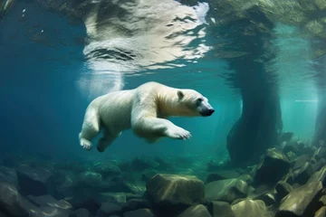 Fotobehang polar bear swimming underwater in crystal clear arctic water © Natalia
