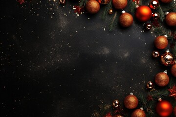 Christmas background with Christmas balls and decorations. Generative AI.