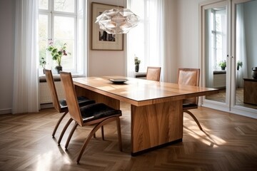 Fototapeta na wymiar clean and polished wooden dining set