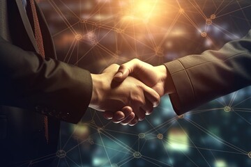 Handshake between two people. Generative AI.