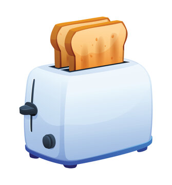 recommend clip art: Toaster with two fried pieces of white bread vector cartoon illustration isolated on white background