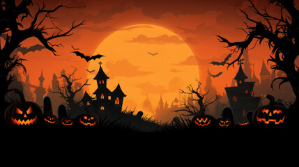 Smiling pumpkin at night background. Halloween concept. Generative ai.