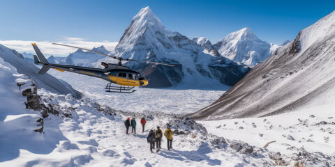 Fototapeta na wymiar Tourism along Mount Everest - Generative AI