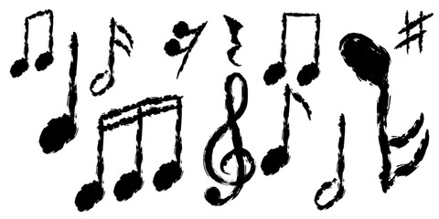 Design elements of music notes in scribble style