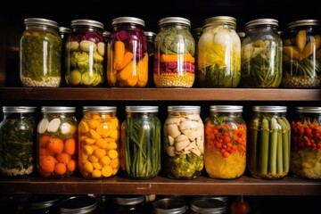 Fototapeta na wymiar close-up of pickled vegetables in glass jars