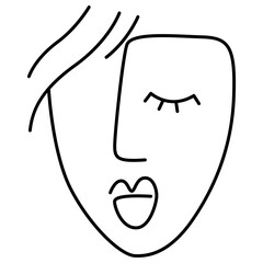 Abstract Face Line Art