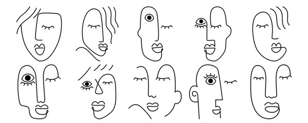 Abstract Face Line Art