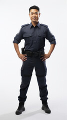 Naklejka premium Full shot of professional looking 32 year old male. Work, job, outfit. Isolated on white background.