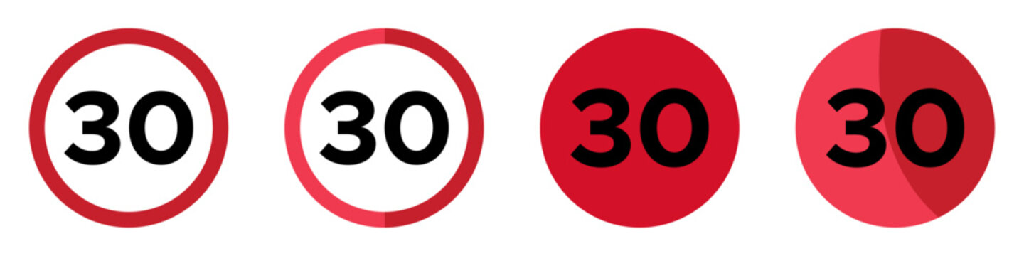  30Mph speed limit vector signs set