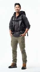 Naklejka premium Full shot of professional looking 32 year old male. Work, job, outfit. Isolated on white background.