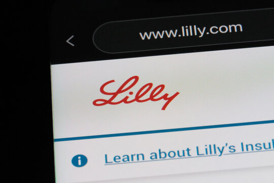 Shanghai,China-August 9th 2023: Eli Lilly and Company brand logo on official website.