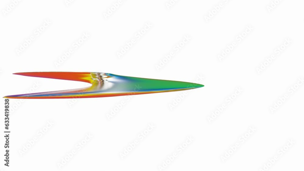 Poster abstract glossy wave multicolored figure rotates and deforms on a white background. looped animation