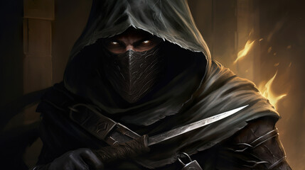 DnD Battlemap swift, masked, rogue, dual, daggers, shadowy