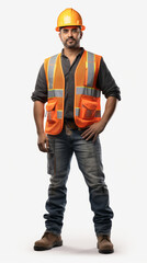 Full shot of professional looking 32 year old male. Work, job, outfit. Isolated on white background.