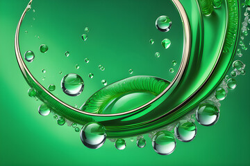 water drops on green background