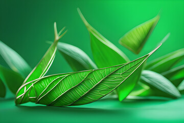 green leaf isolated on white background