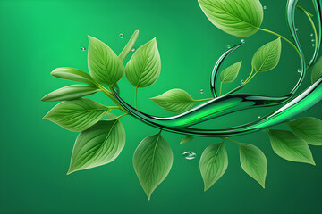green leaves on a green background