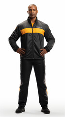 Full shot of professional looking 32 year old male. Work, job, outfit. Isolated on white background.