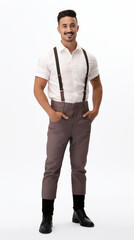 Fototapeta premium Full shot of professional looking 32 year old male. Work, job, outfit. Isolated on white background.