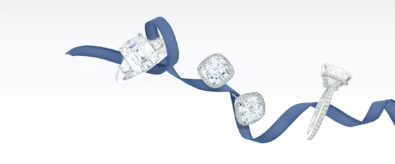 Foto op Plexiglas diamond jewelry floating on ribbon © Glass Hat