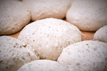 Fototapeta na wymiar Photo detail of leavened bread dough ready for baking