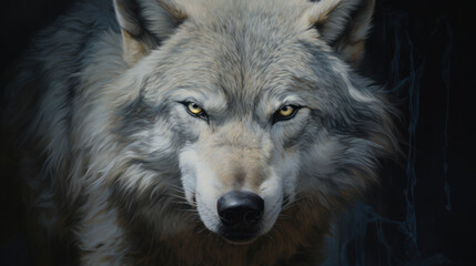 Fototapeta premium The wolf face on isolated background