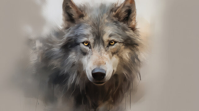 The wolf face on isolated background