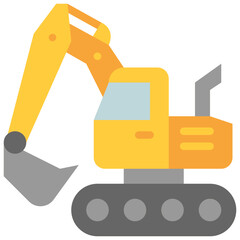 backhoe flat icon
