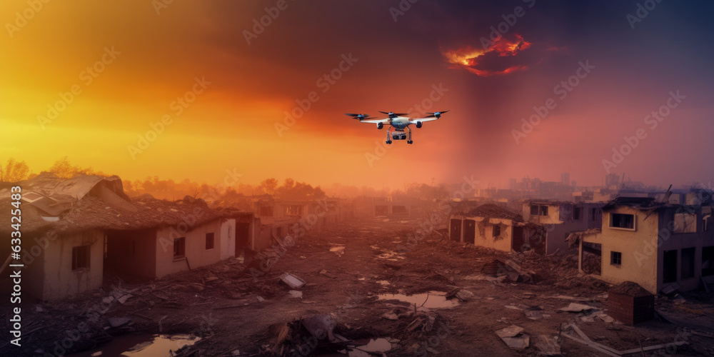 Poster Drone activity in the sky - Generative AI