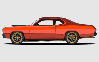 Classic muscle car in vector