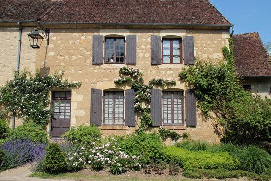 stone house in a village (apremont-sur-allier) in france