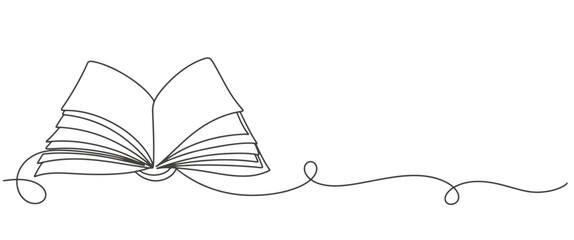 Open book line art style vector illustration