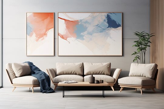 wall mockup with minimalist modern interior