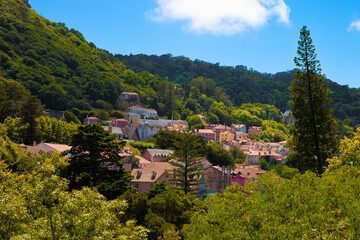 Sintra, Portugal. European town, houses among the trees. Cozy fabulous town