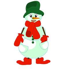 snowman, christmas, snow, winter, cartoon, hat, holiday, illustration, santa, xmas, celebration, cold, vector, fun, scarf, cute, claus, decoration, december, santa claus, happy, carrot, design, merry,