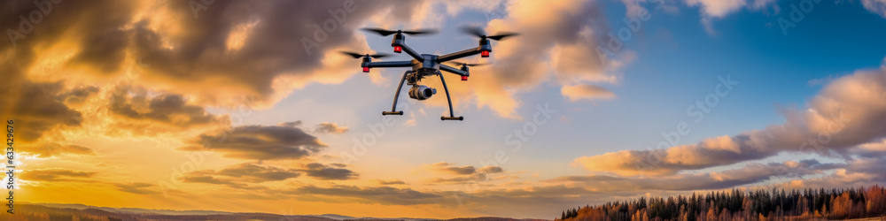 Poster drone activity in the sky - generative ai