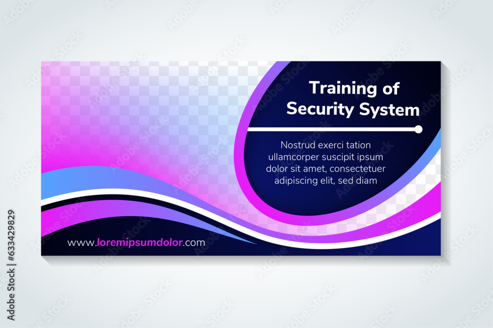 Poster training of security system design and technology flyer design template use horizontal layout. blue 
